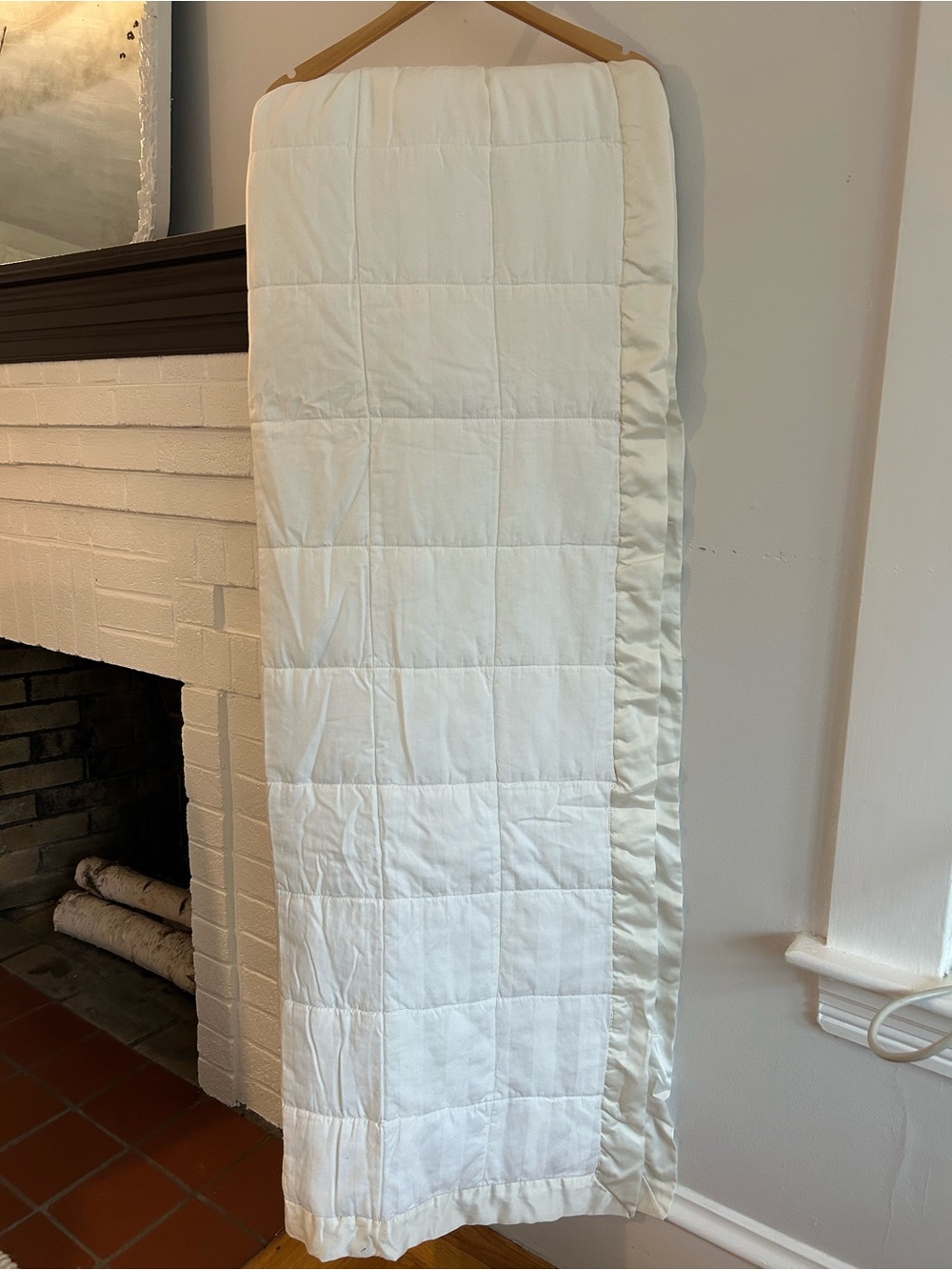 Ralph Lauren Ivory Quilted Bed Throw with Satin Border